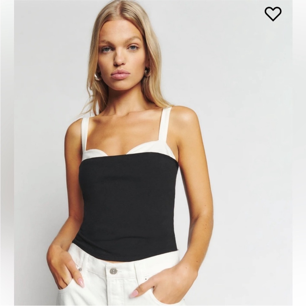 Reformation Harlan knit top black and white trim size XS